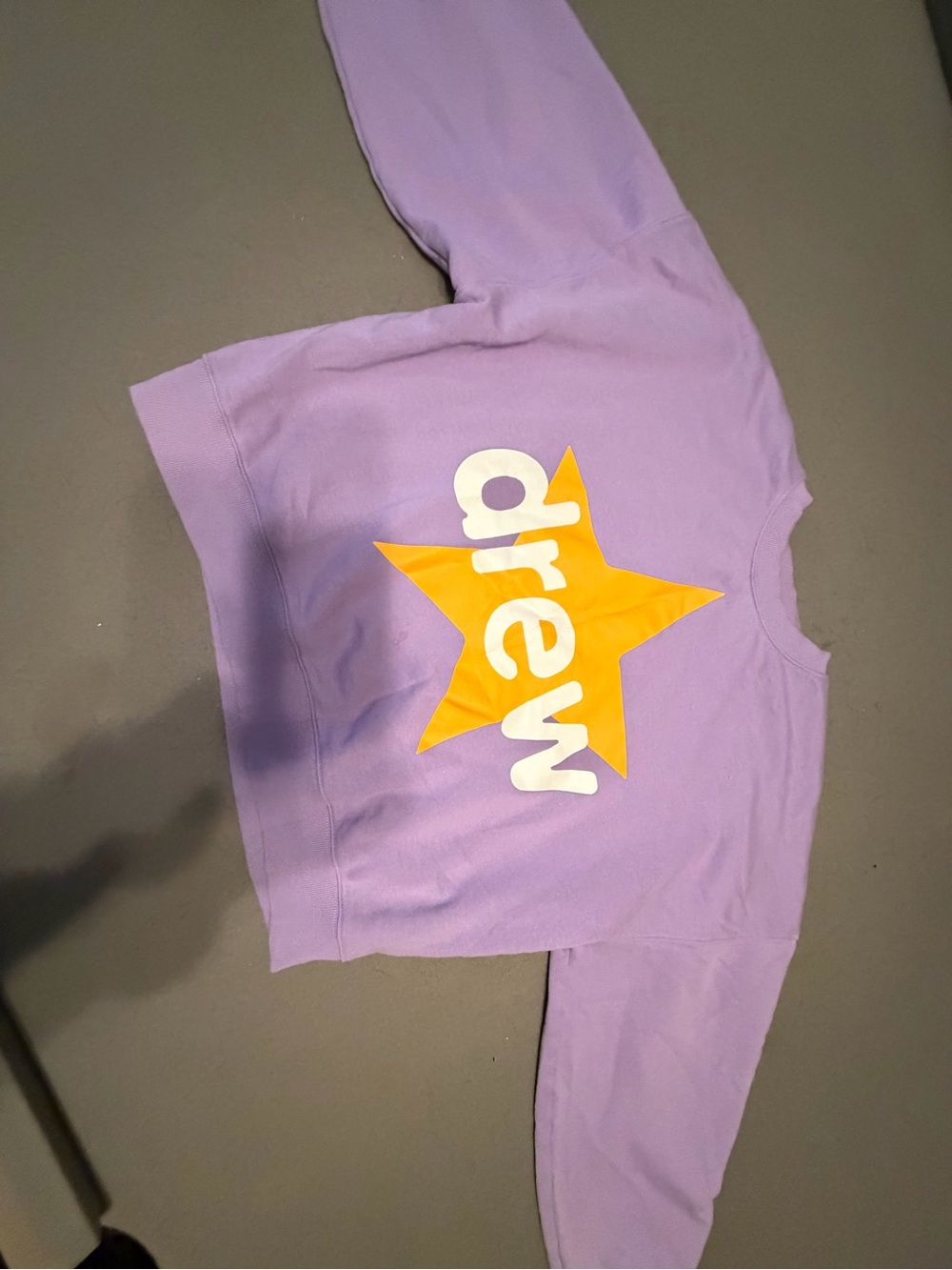 drew house Lilac Crewneck with Yellow Star and White Logo